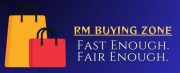 RM Buying Zone Logo featuring shopping bags and the slogan "Fast Enough. Fair Enough."